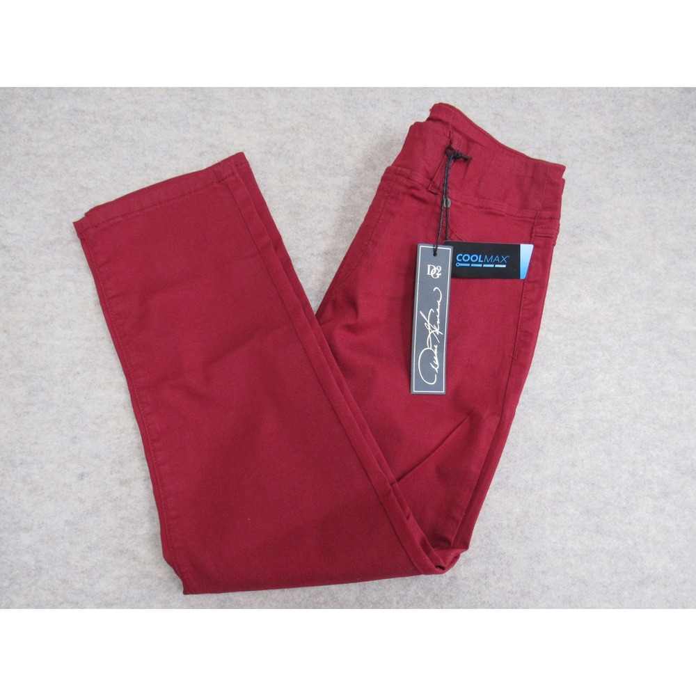 DG2 Diane Gilman Coolmax Denim Skinny‎ Jeans Red Pull On Womens 12P New
